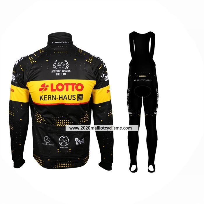 2024 Maillot Cyclisme Lotto-Kern Haus Noir Jaune Manches Longues Et Cuissard